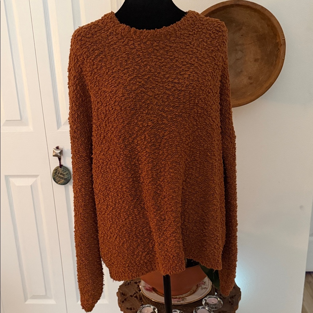 Hayden Plush Scoopneck Sweater in Burnt Orange
